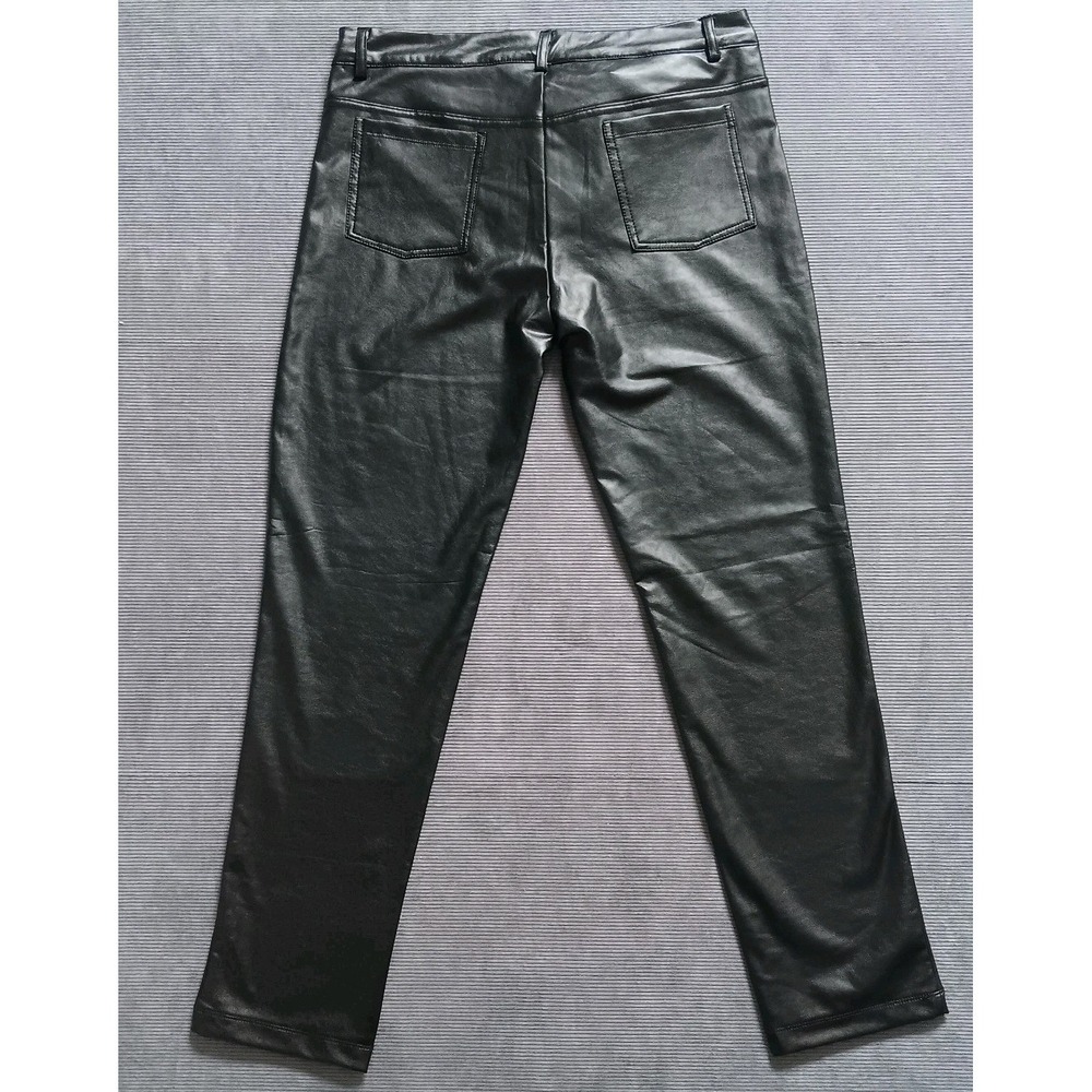 NWT Shinestar Women's Tie Front Black Faux Leather High Waist Pants XL - Picture 6 of 11